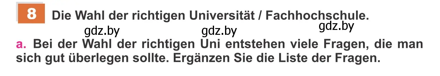 Условие номер 8a (страница 42) гдз по немецкому языку 11 класс Будько, Урбанович, учебник