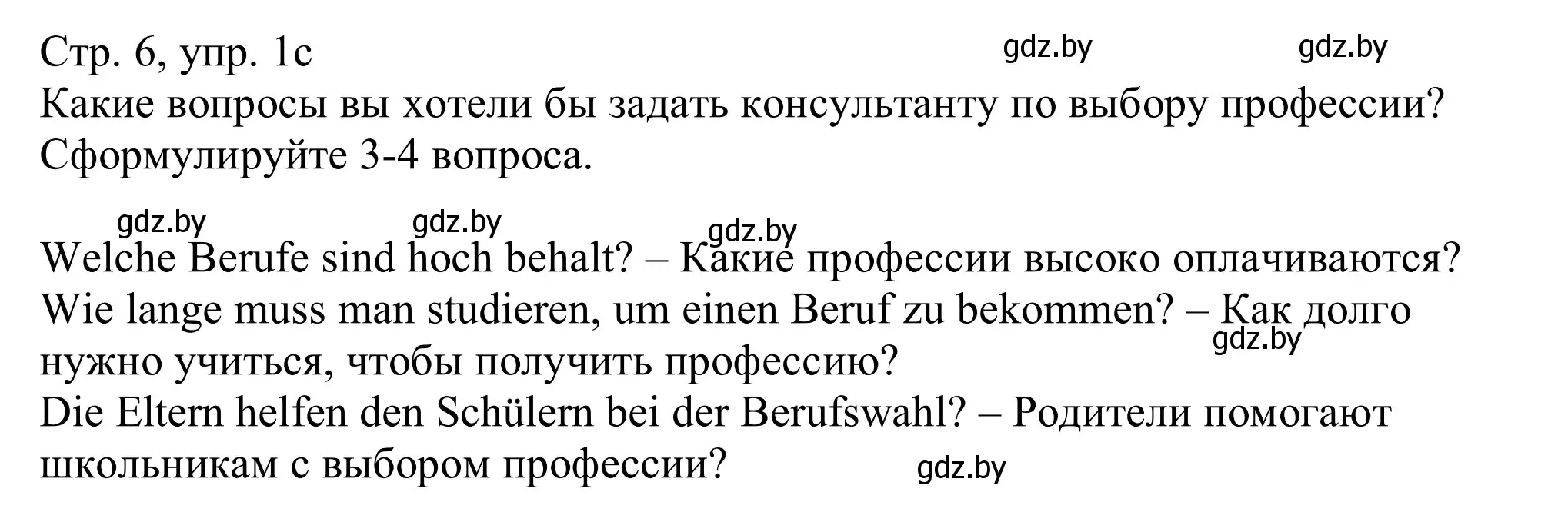 Решение номер 1c (страница 6) гдз по немецкому языку 11 класс Будько, Урбанович, учебник