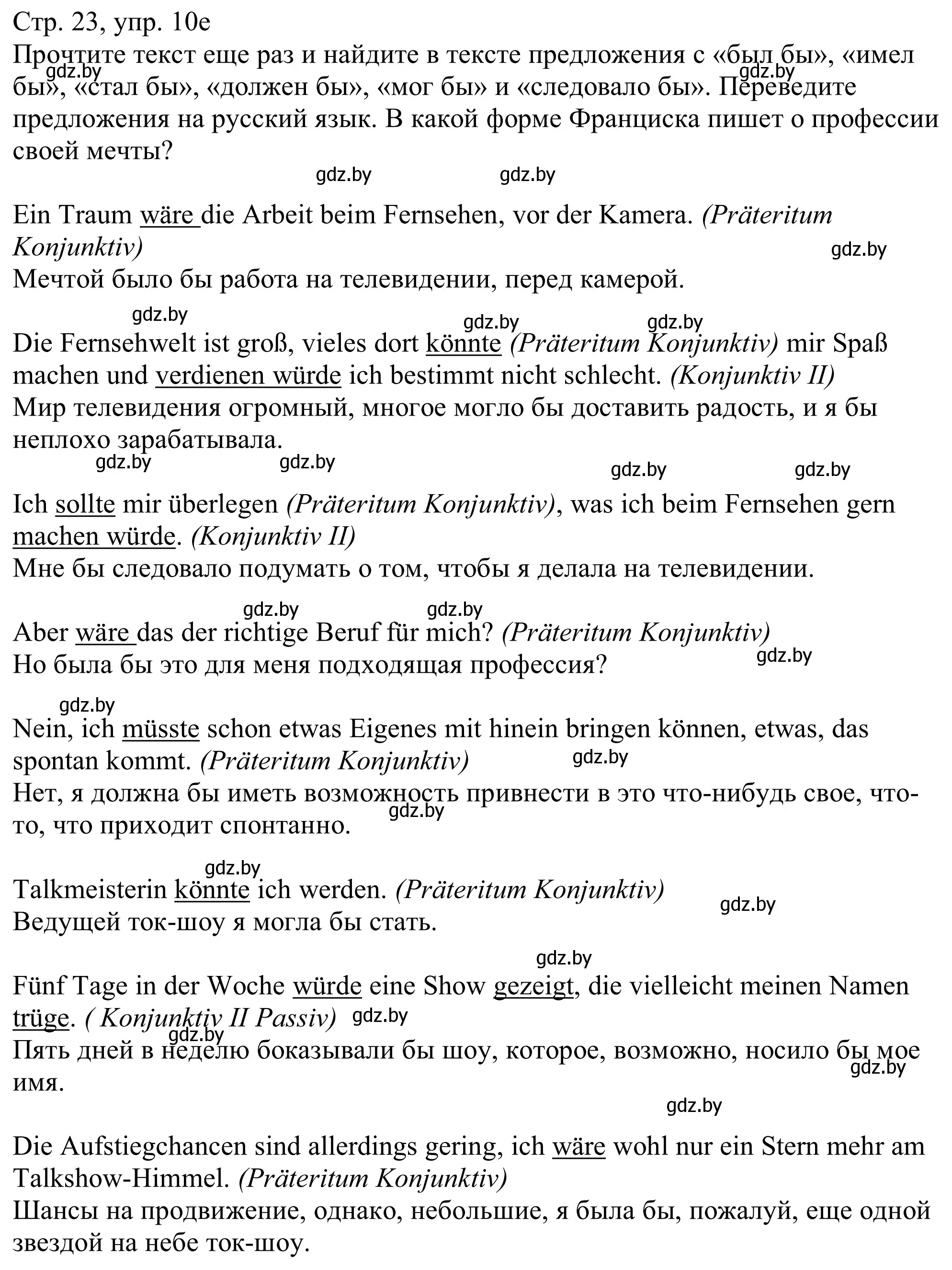 Решение номер 10e (страница 23) гдз по немецкому языку 11 класс Будько, Урбанович, учебник