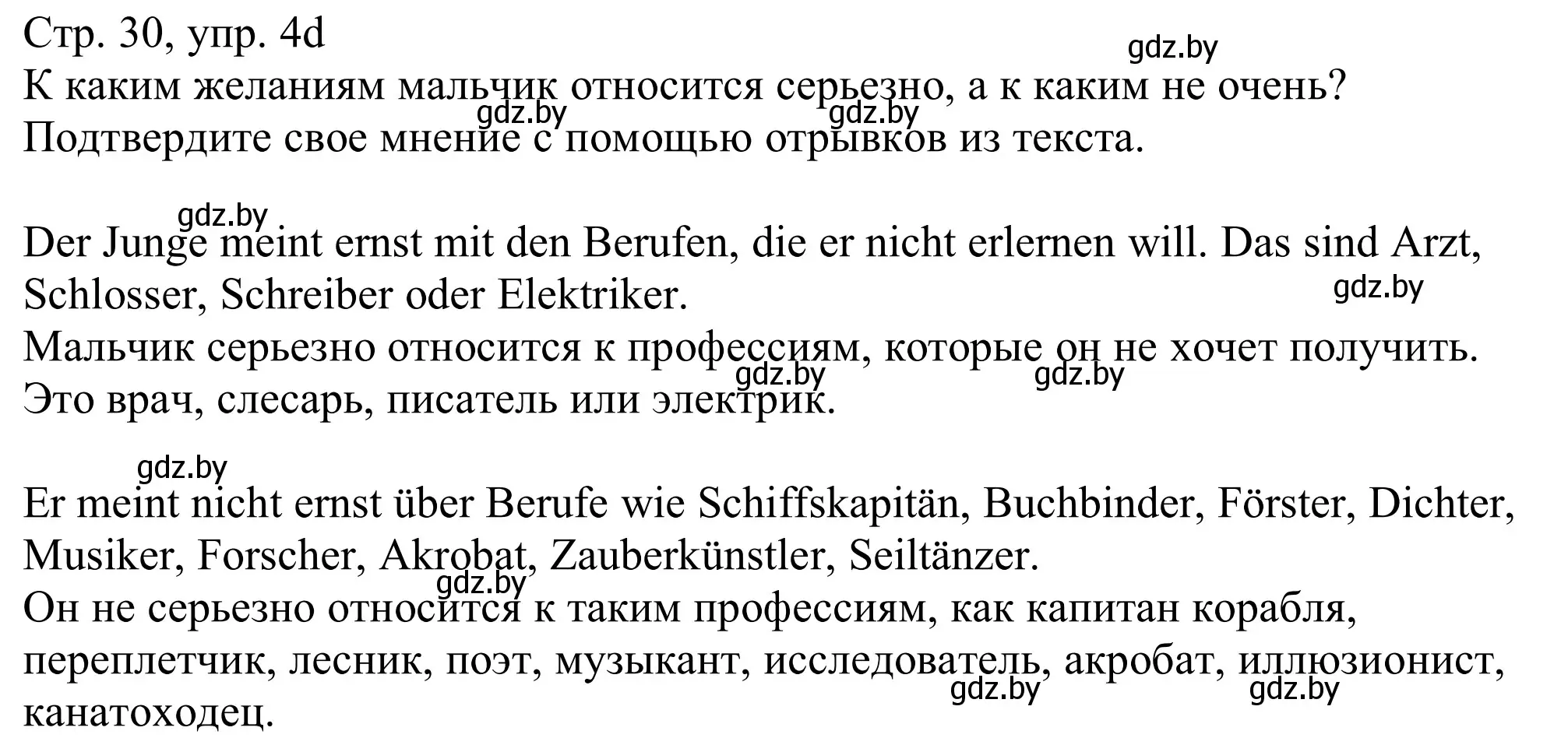 Решение номер 4d (страница 30) гдз по немецкому языку 11 класс Будько, Урбанович, учебник