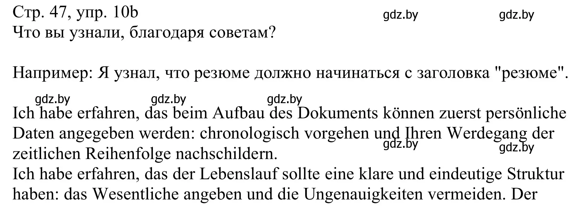 Решение номер 10b (страница 47) гдз по немецкому языку 11 класс Будько, Урбанович, учебник