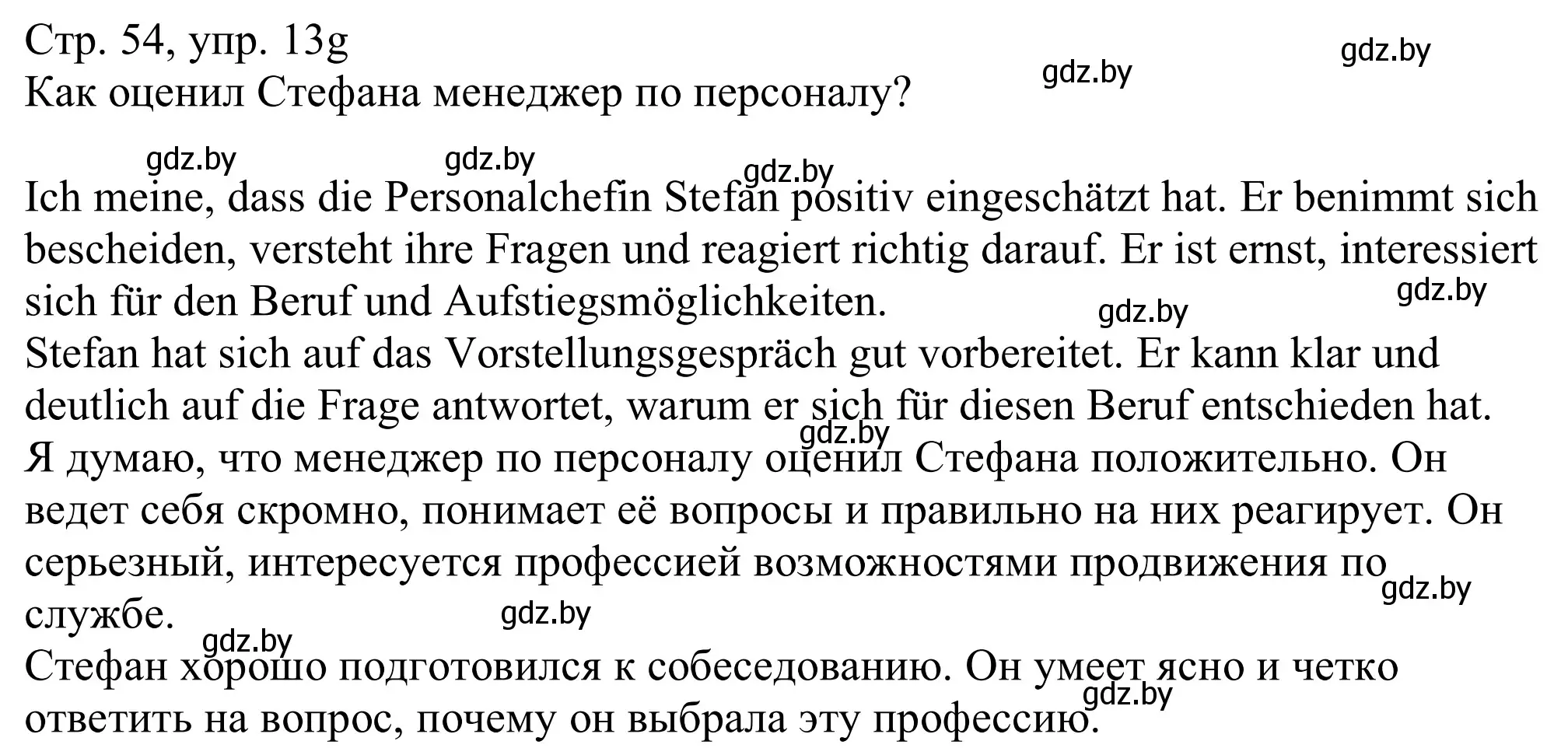 Решение номер 13g (страница 54) гдз по немецкому языку 11 класс Будько, Урбанович, учебник