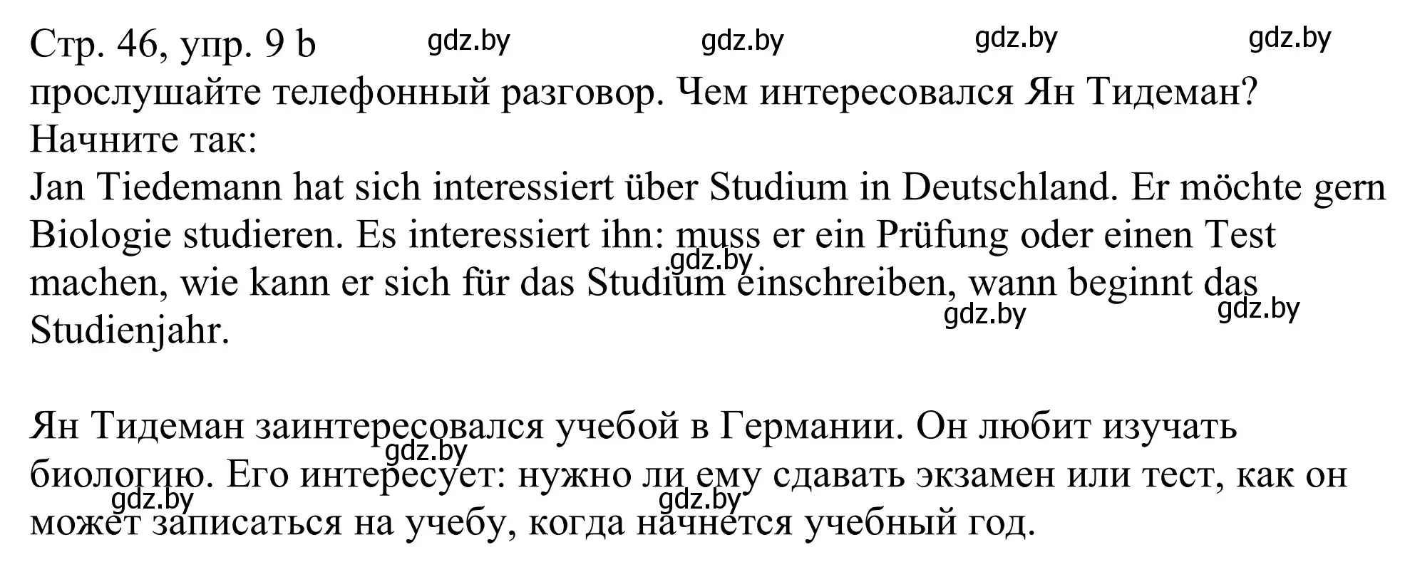 Решение номер 9b (страница 46) гдз по немецкому языку 11 класс Будько, Урбанович, учебник