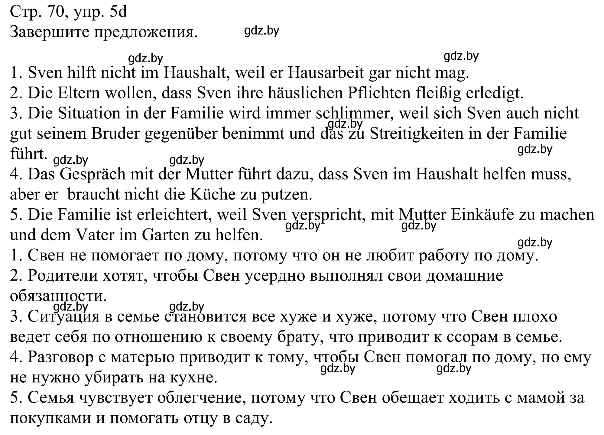 Решение номер 5d (страница 70) гдз по немецкому языку 11 класс Будько, Урбанович, учебник