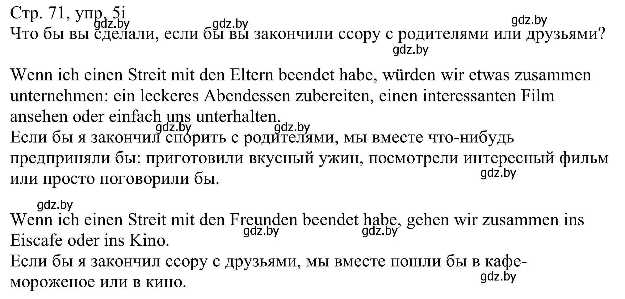 Решение номер 5i (страница 71) гдз по немецкому языку 11 класс Будько, Урбанович, учебник