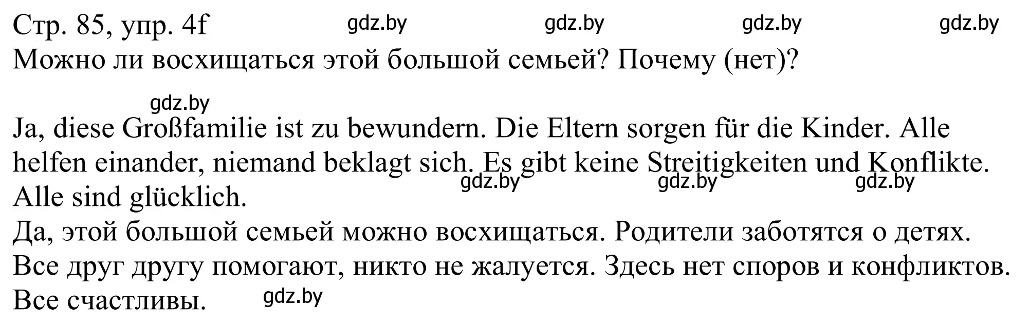 Решение номер 4f (страница 85) гдз по немецкому языку 11 класс Будько, Урбанович, учебник