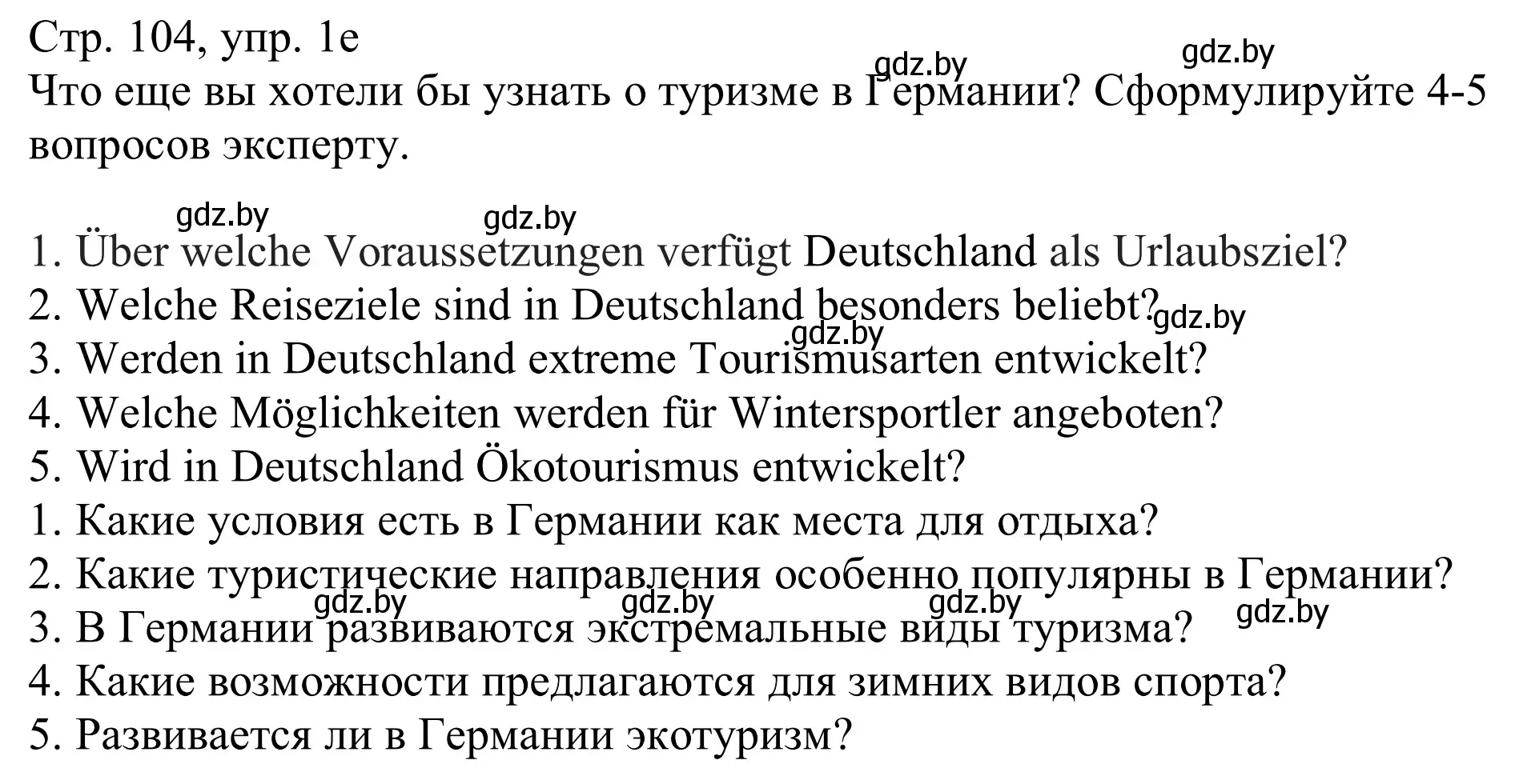 Решение номер 1e (страница 104) гдз по немецкому языку 11 класс Будько, Урбанович, учебник