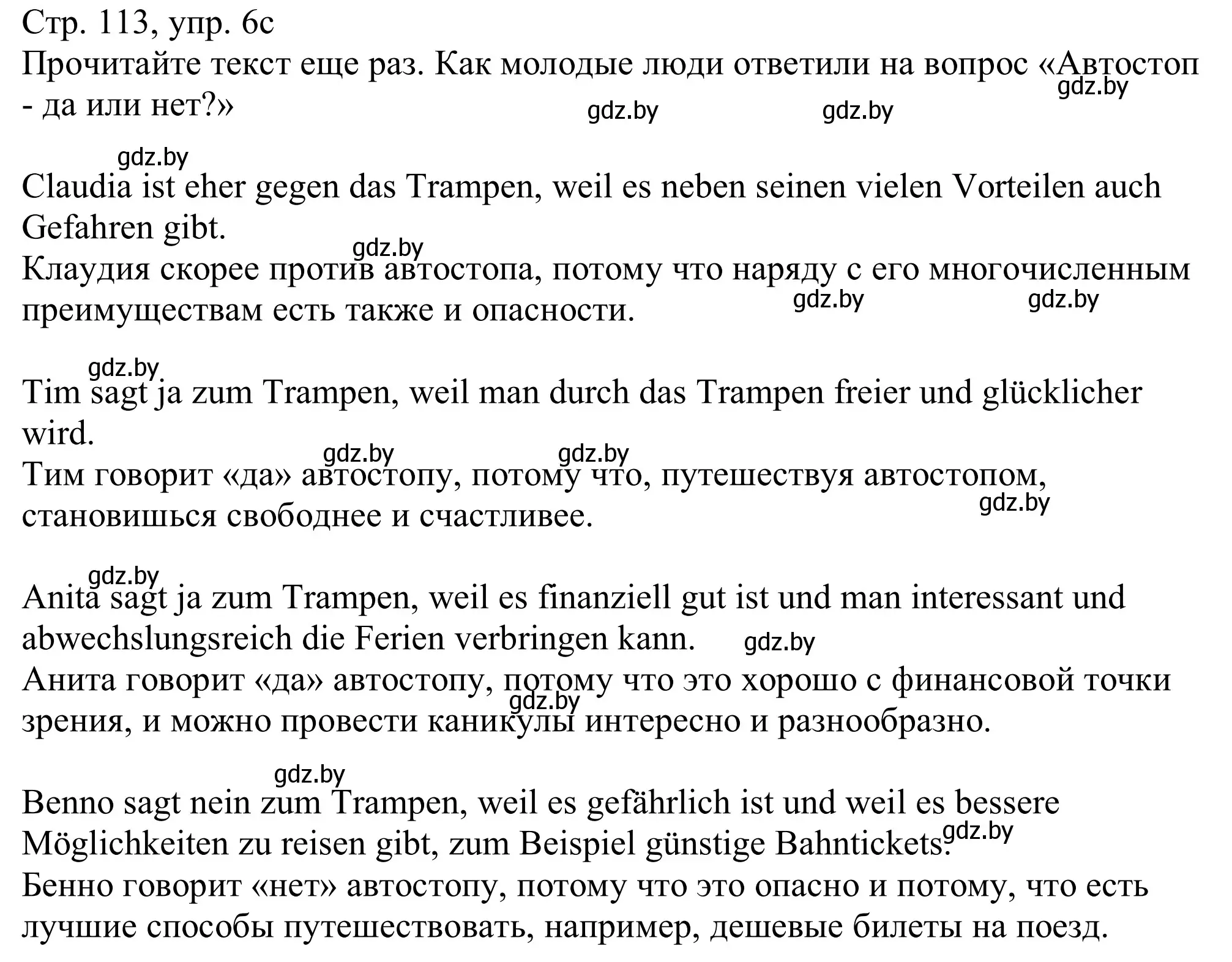 Решение номер 6c (страница 113) гдз по немецкому языку 11 класс Будько, Урбанович, учебник