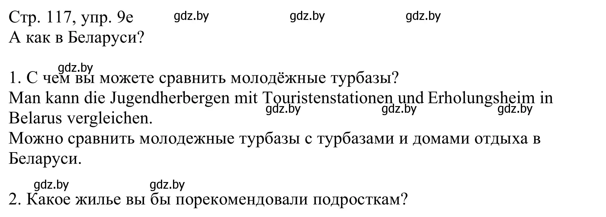 Решение номер 9e (страница 117) гдз по немецкому языку 11 класс Будько, Урбанович, учебник