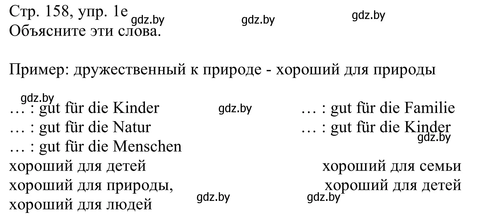 Решение номер 1e (страница 158) гдз по немецкому языку 11 класс Будько, Урбанович, учебник