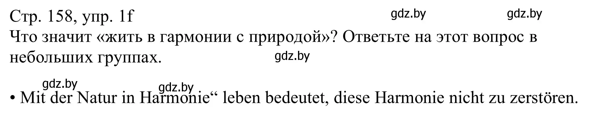 Решение номер 1f (страница 158) гдз по немецкому языку 11 класс Будько, Урбанович, учебник