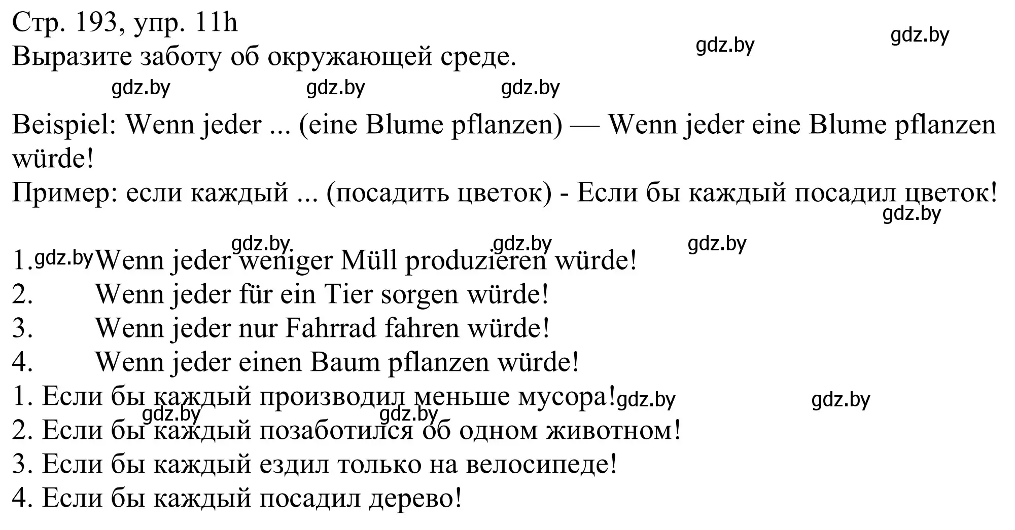 Решение номер 11h (страница 193) гдз по немецкому языку 11 класс Будько, Урбанович, учебник