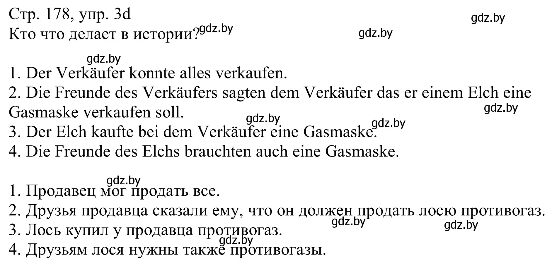 Решение номер 3d (страница 178) гдз по немецкому языку 11 класс Будько, Урбанович, учебник