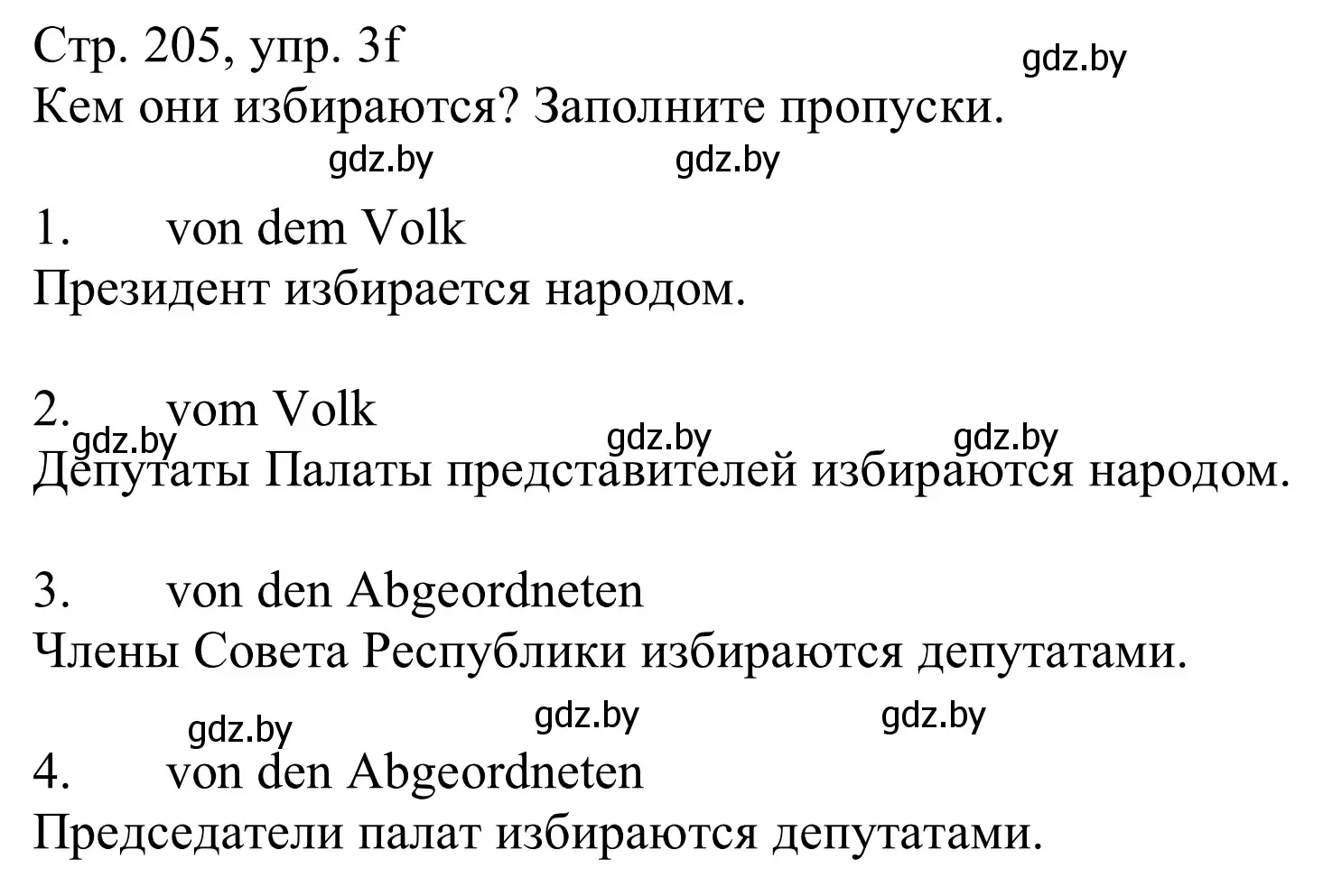 Решение номер 3f (страница 205) гдз по немецкому языку 11 класс Будько, Урбанович, учебник