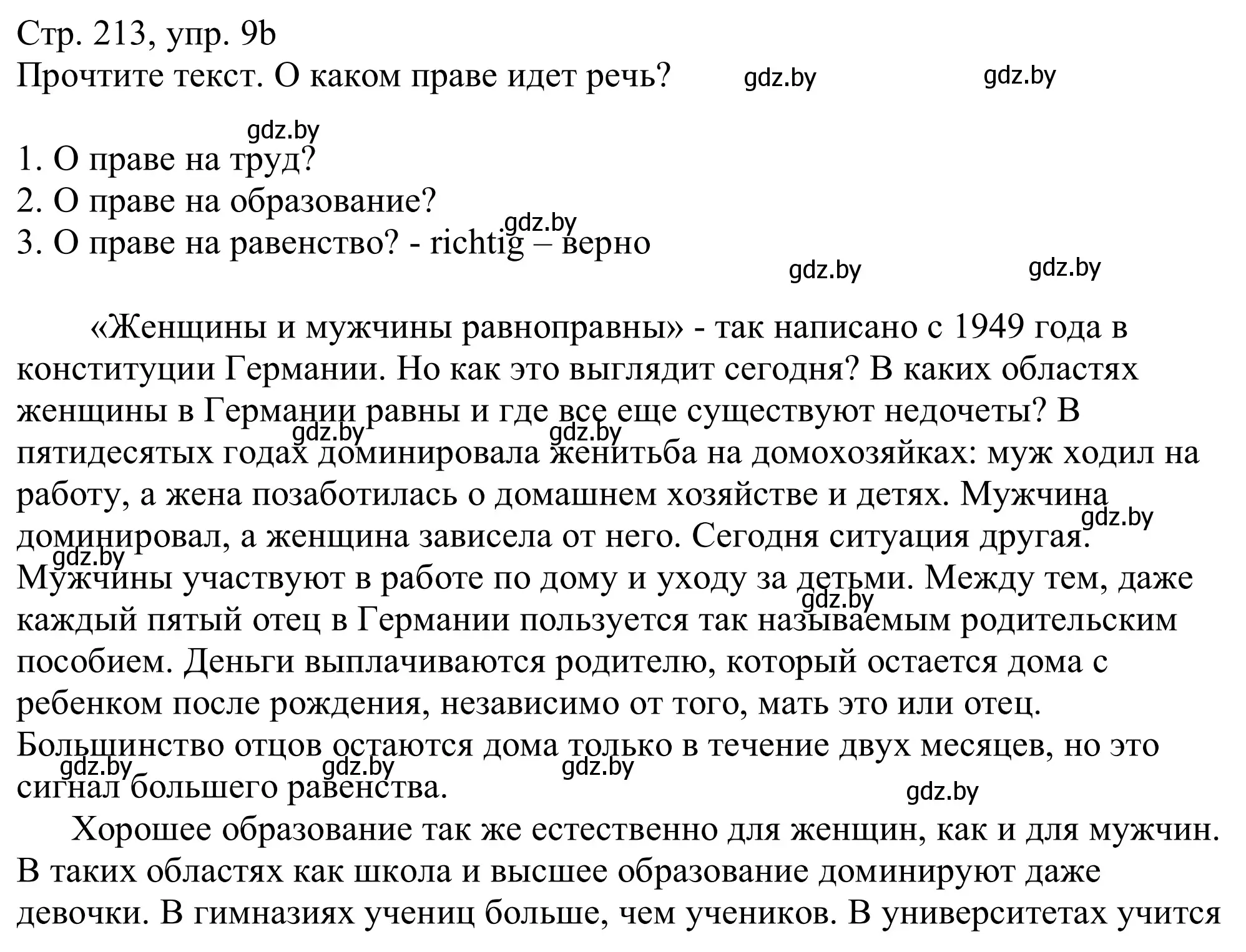 Решение номер 9b (страница 213) гдз по немецкому языку 11 класс Будько, Урбанович, учебник