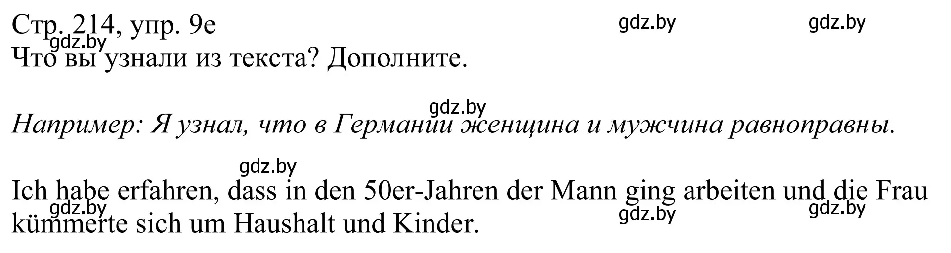 Решение номер 9e (страница 214) гдз по немецкому языку 11 класс Будько, Урбанович, учебник