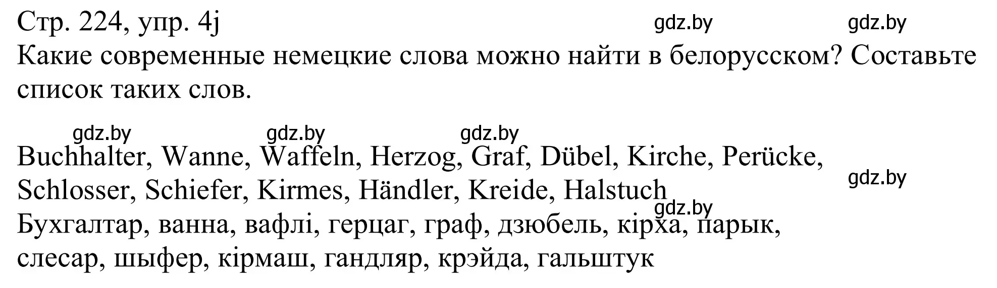 Решение номер 4j (страница 224) гдз по немецкому языку 11 класс Будько, Урбанович, учебник