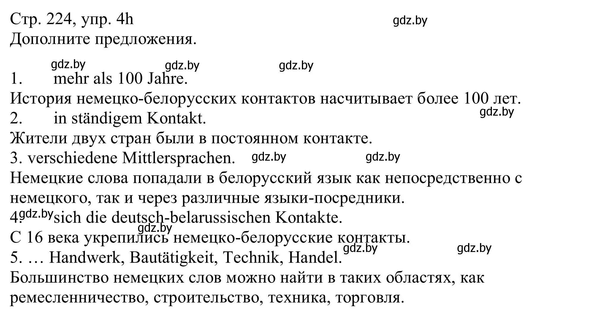 Решение номер 4h (страница 224) гдз по немецкому языку 11 класс Будько, Урбанович, учебник