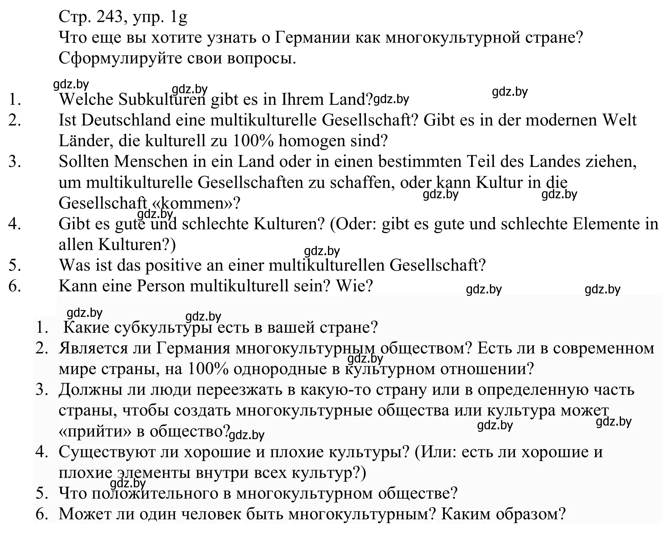 Решение номер 1g (страница 243) гдз по немецкому языку 11 класс Будько, Урбанович, учебник