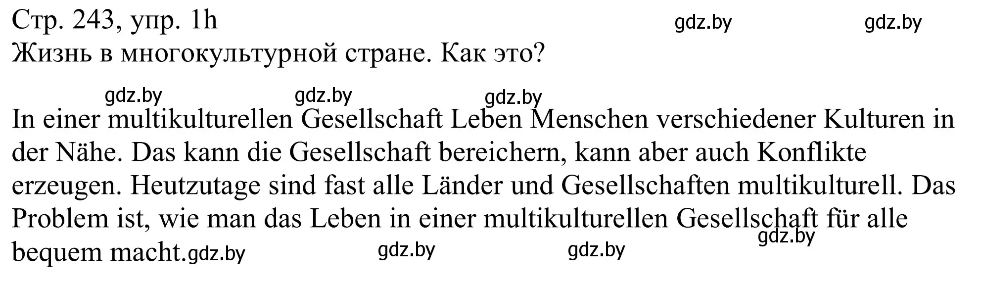 Решение номер 1h (страница 243) гдз по немецкому языку 11 класс Будько, Урбанович, учебник