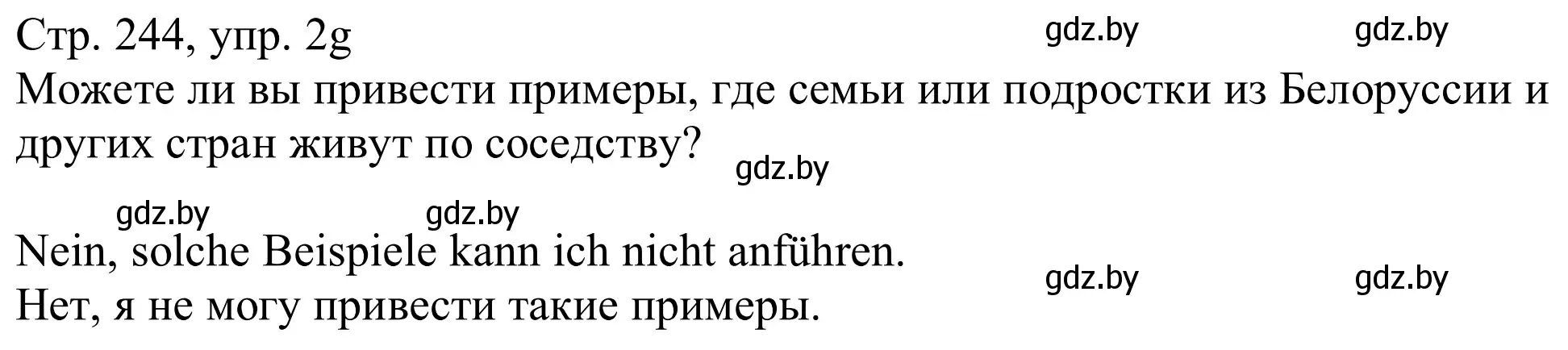 Решение номер 2g (страница 244) гдз по немецкому языку 11 класс Будько, Урбанович, учебник