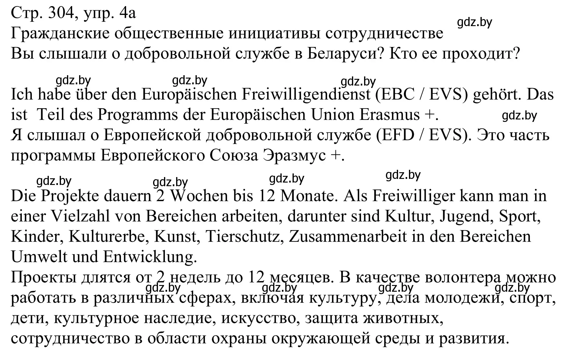 Решение номер 4a (страница 304) гдз по немецкому языку 11 класс Будько, Урбанович, учебник