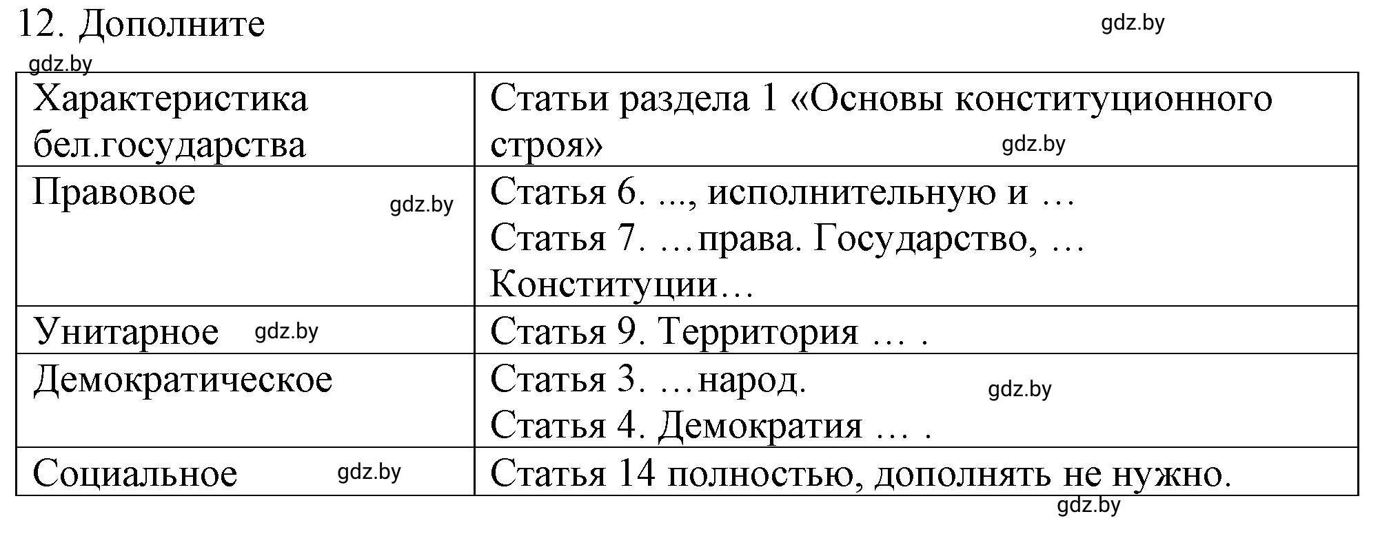 Решение номер 12 (страница 67) гдз по обществоведению 9 класс Кушнер , Полейко, рабочая тетрадь