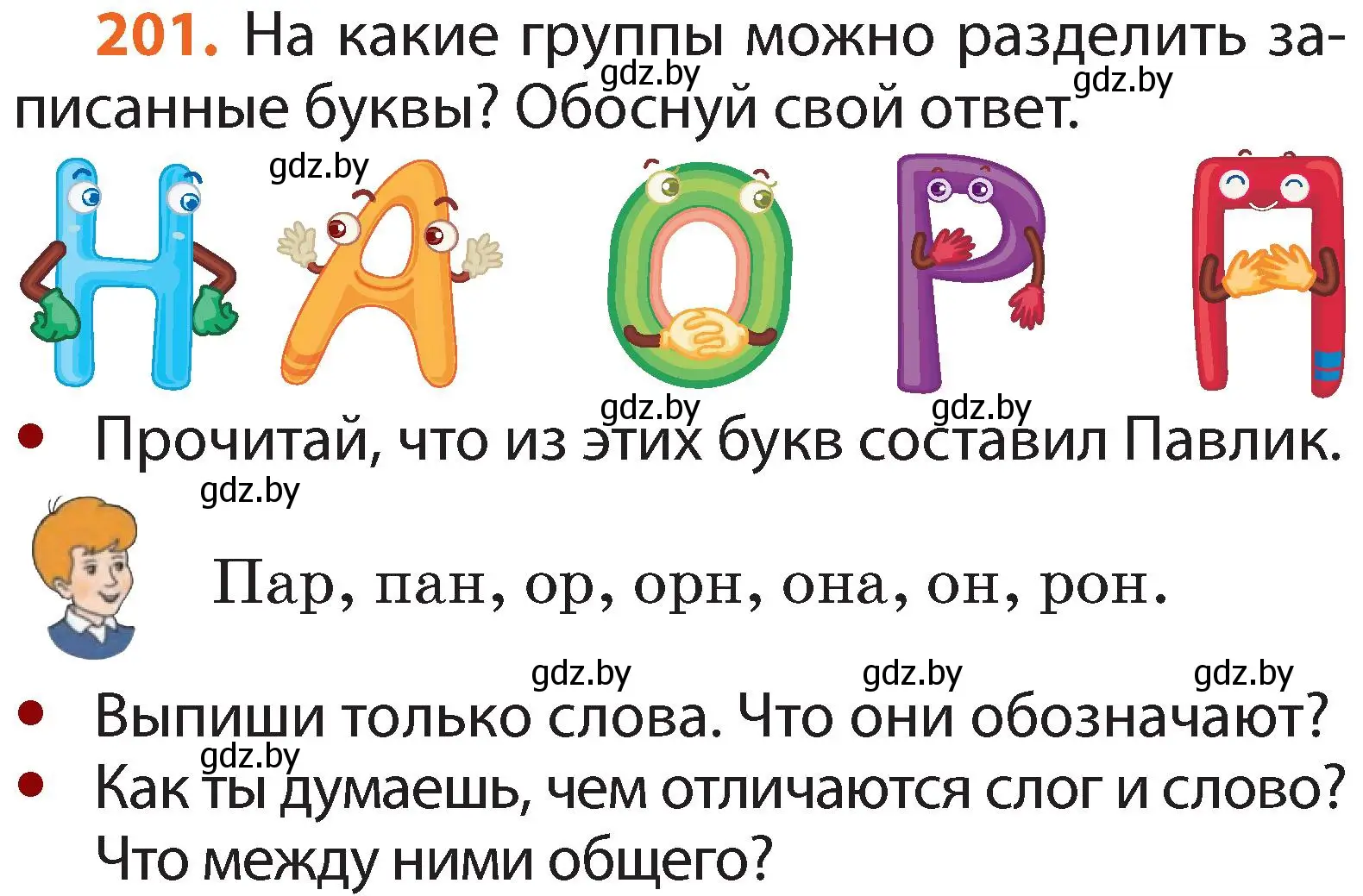 Условие номер 201 (страница 124) гдз по русскому языку 2 класс Гулецкая, Федорович, учебник 1 часть