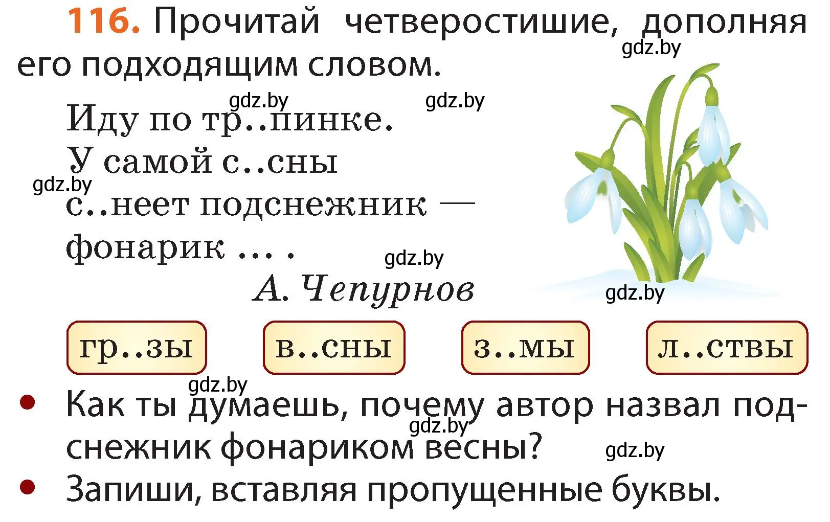 Условие номер 116 (страница 85) гдз по русскому языку 2 класс Гулецкая, Федорович, учебник 2 часть