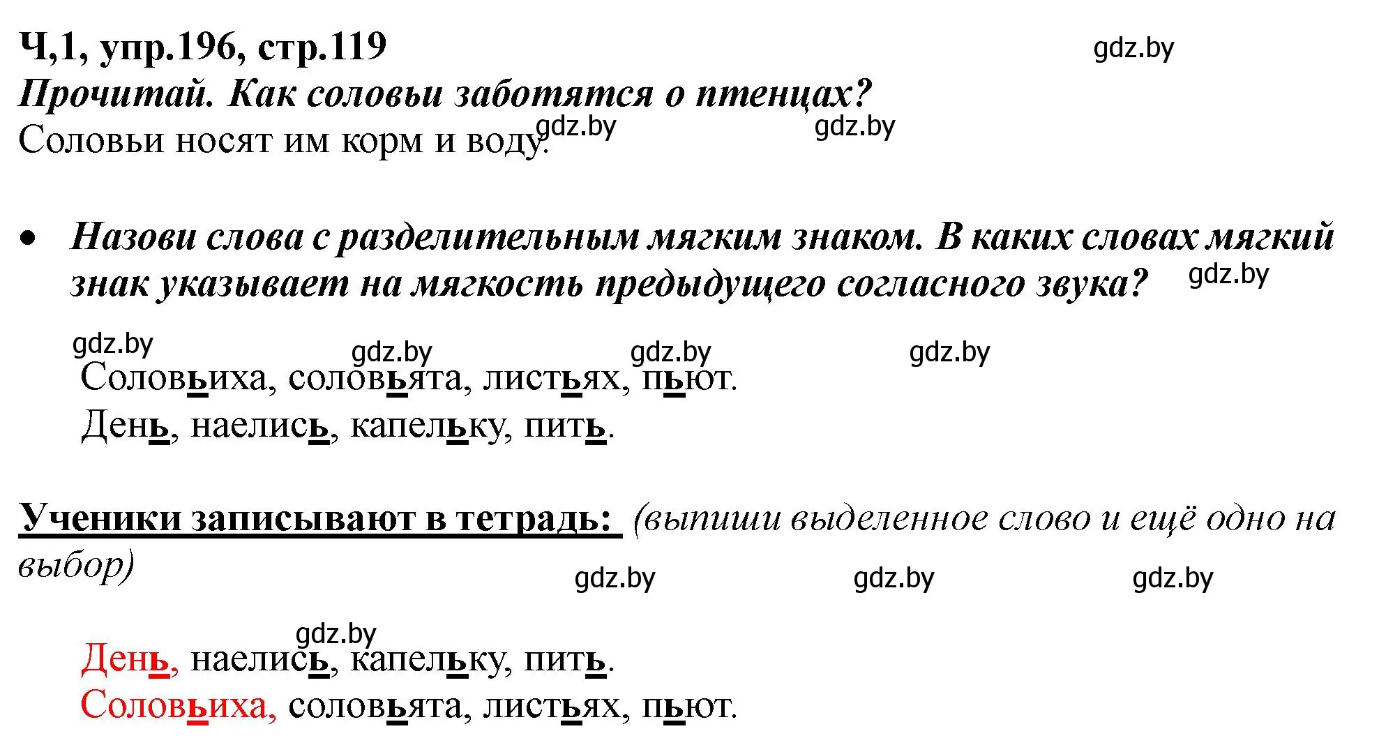 Решение номер 196 (страница 119) гдз по русскому языку 2 класс Гулецкая, Федорович, учебник 1 часть