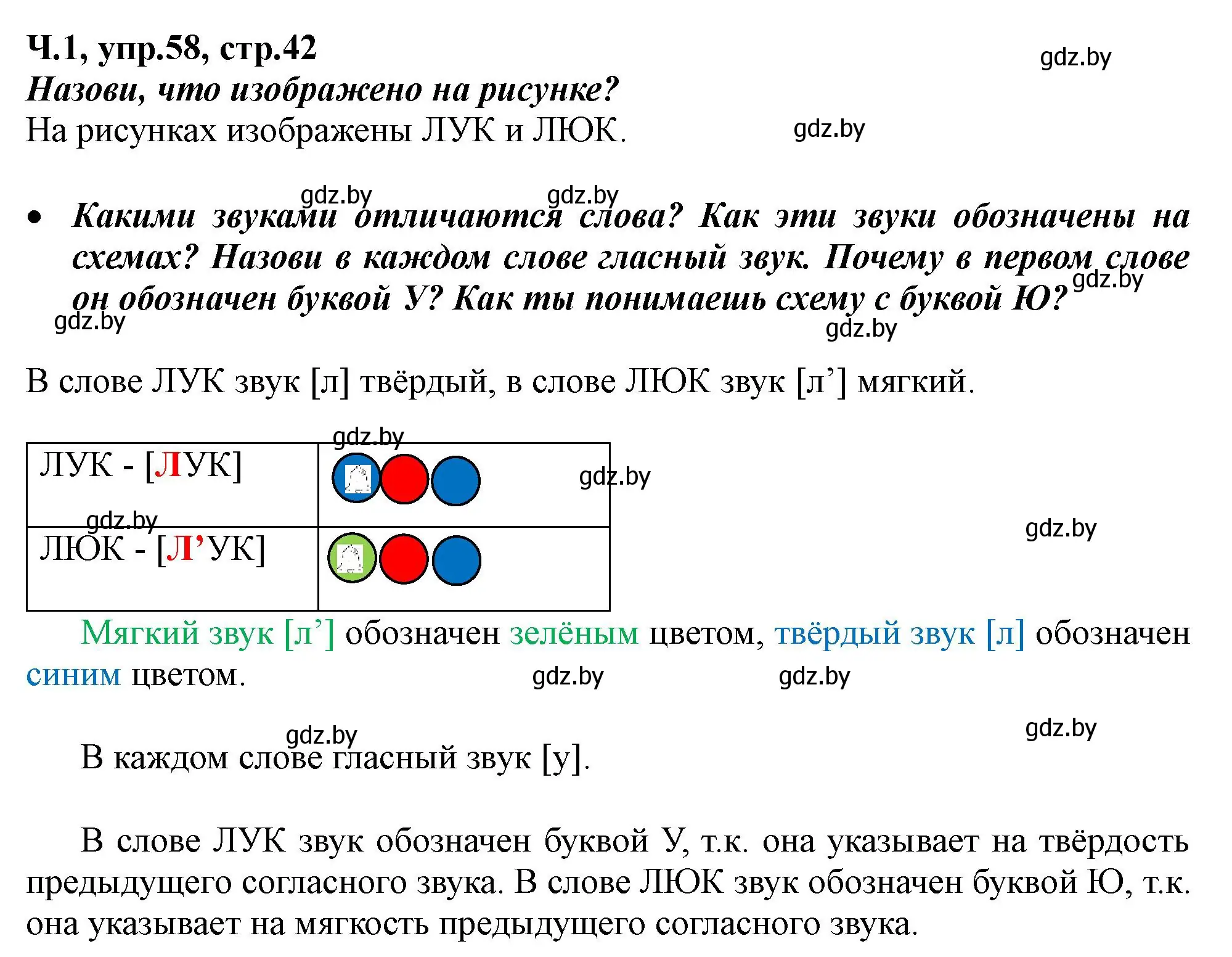 Решение номер 58 (страница 42) гдз по русскому языку 2 класс Гулецкая, Федорович, учебник 1 часть