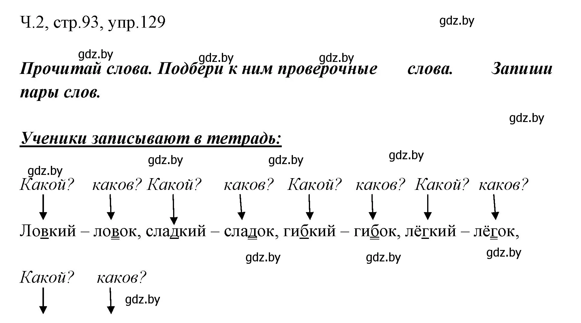 Решение номер 129 (страница 93) гдз по русскому языку 2 класс Гулецкая, Федорович, учебник 2 часть