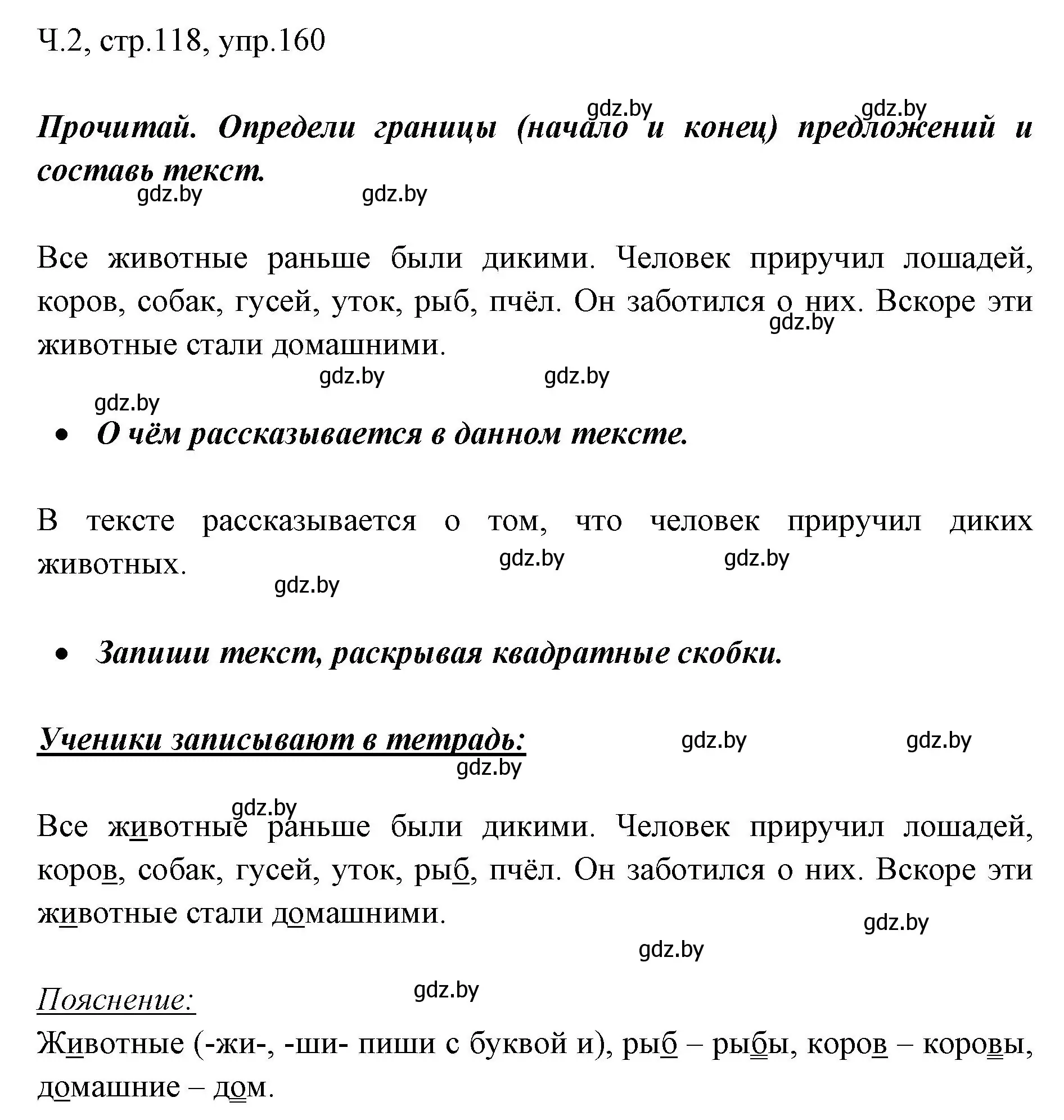 Решение номер 160 (страница 118) гдз по русскому языку 2 класс Гулецкая, Федорович, учебник 2 часть