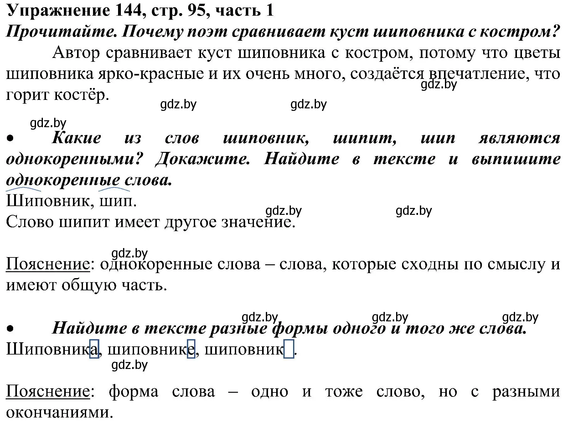 Решение номер 144 (страница 95) гдз по русскому языку 3 класс Антипова, Верниковская, учебник 1 часть