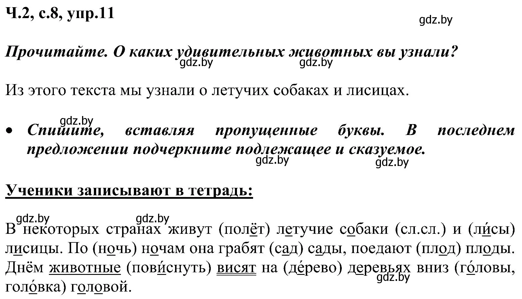 Решение номер 11 (страница 8) гдз по русскому языку 3 класс Антипова, Верниковская, учебник 2 часть