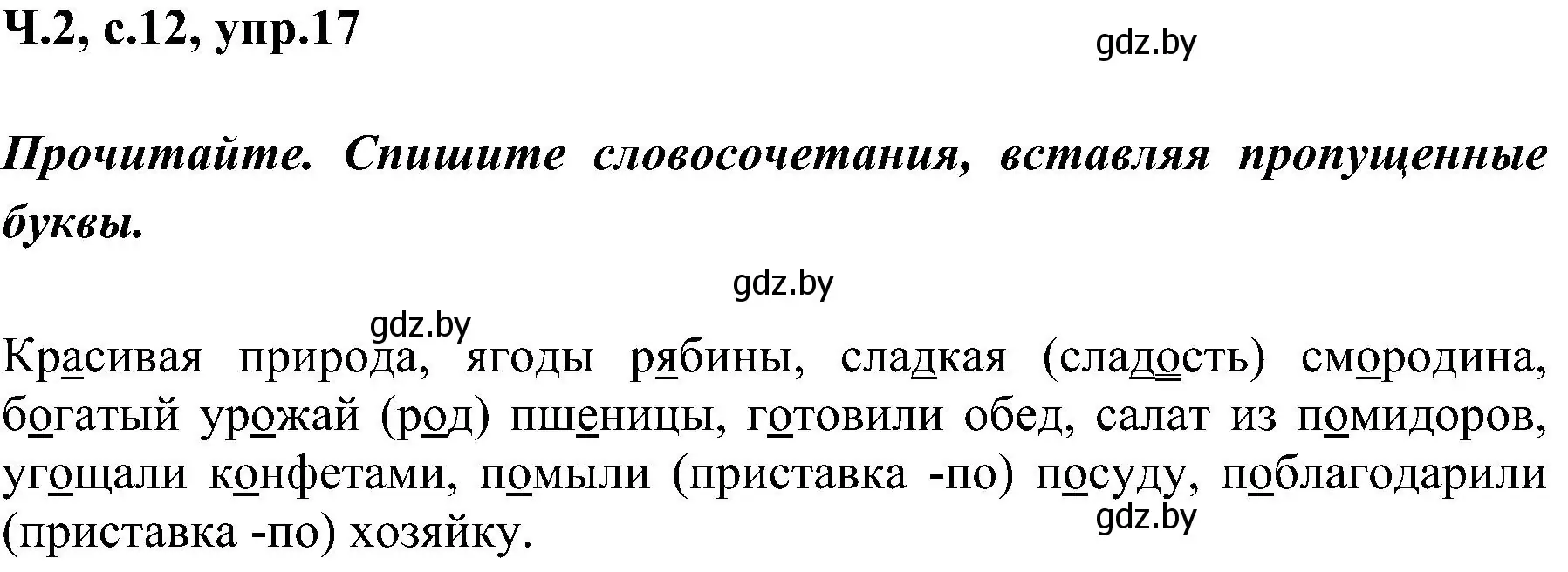 Решение номер 17 (страница 12) гдз по русскому языку 3 класс Антипова, Верниковская, учебник 2 часть