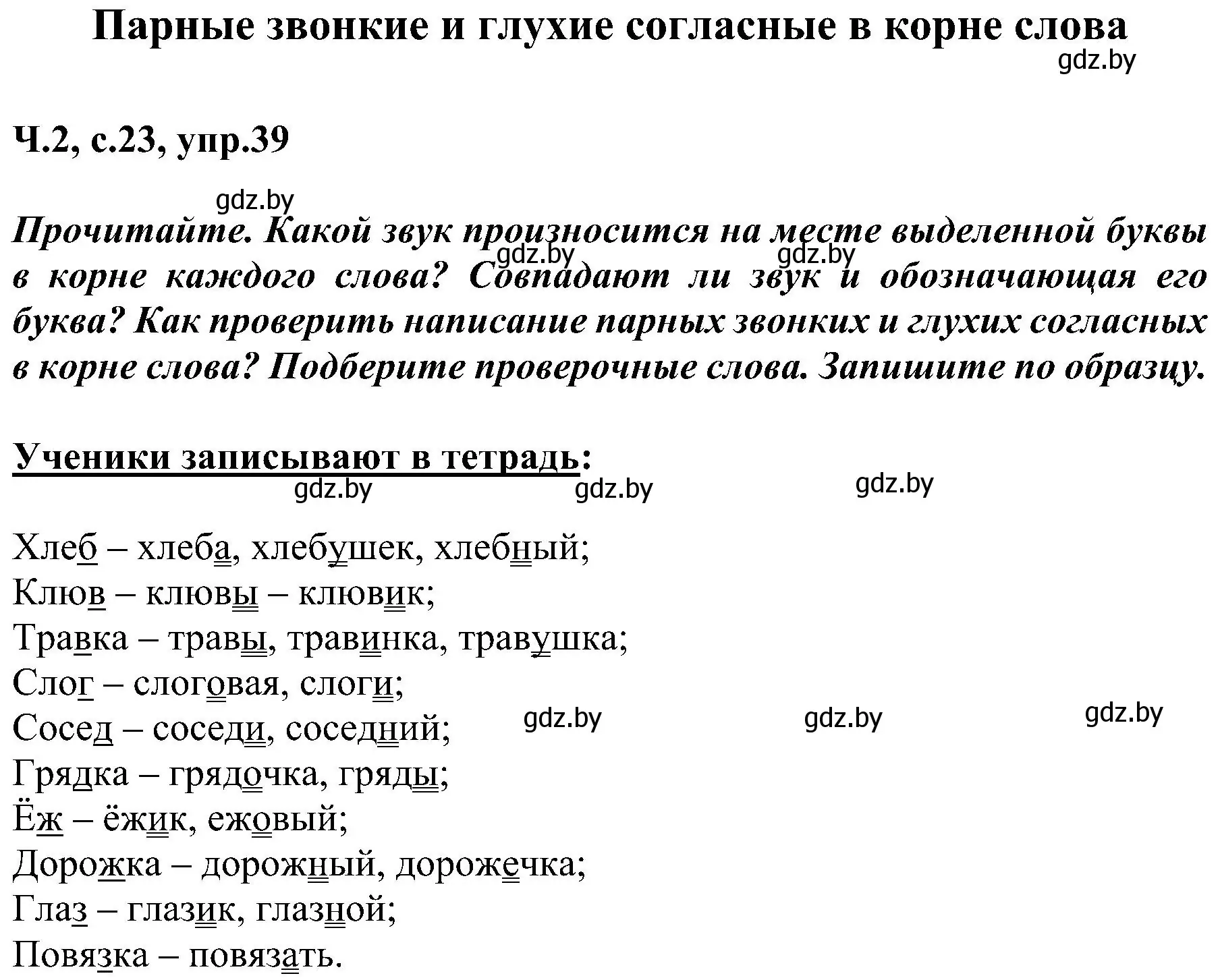 Решение номер 39 (страница 23) гдз по русскому языку 3 класс Антипова, Верниковская, учебник 2 часть