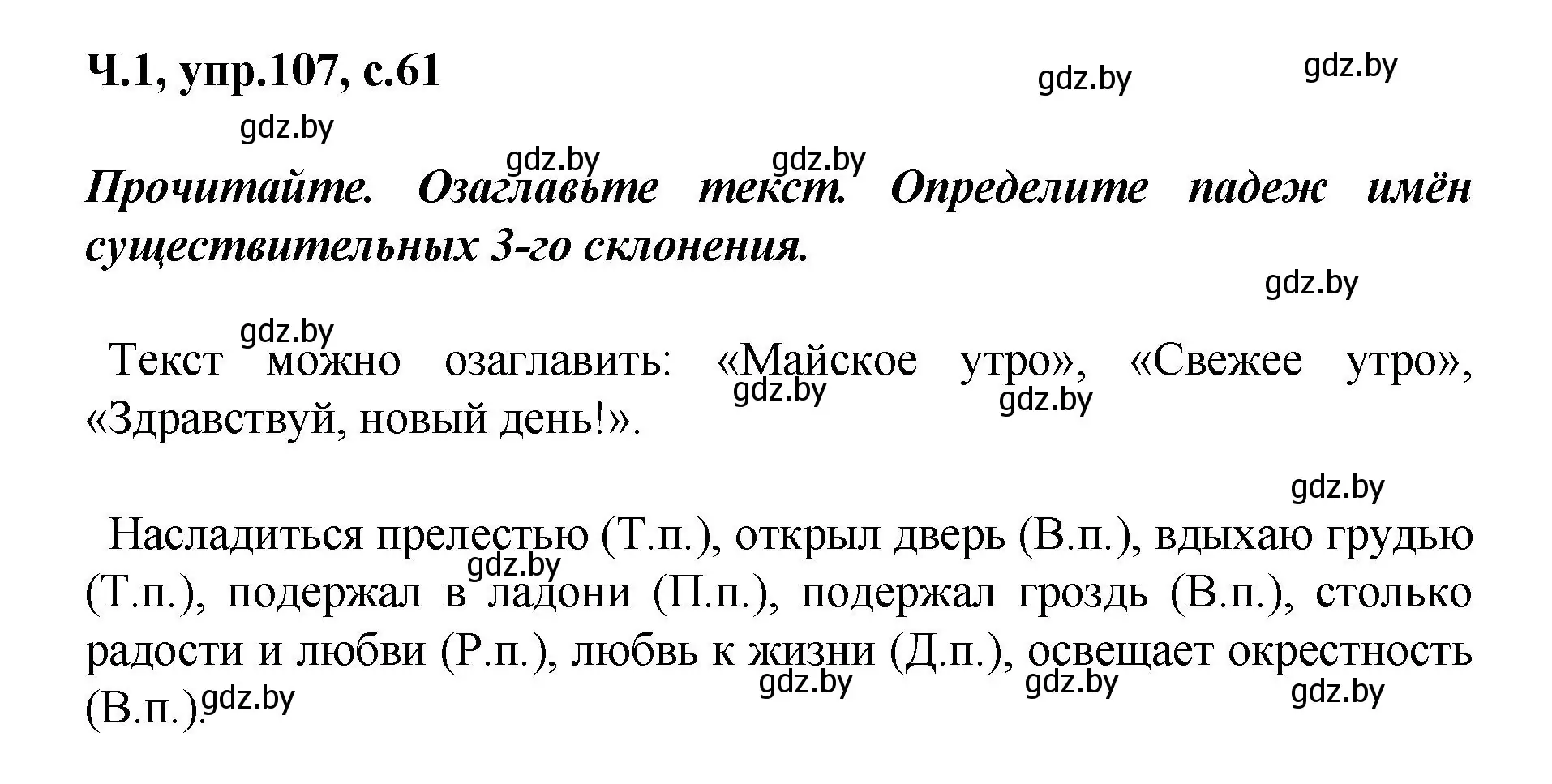 Решение номер 107 (страница 61) гдз по русскому языку 4 класс Антипова, Верниковская, учебник 1 часть