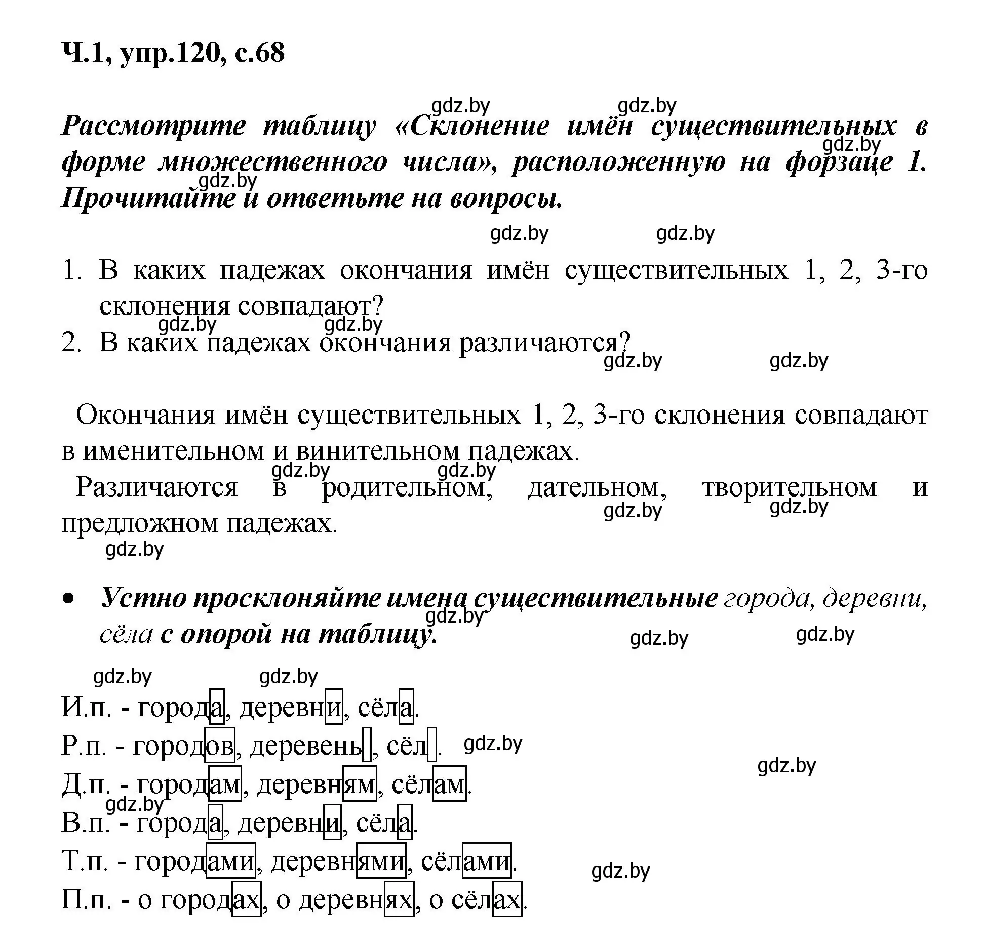 Решение номер 120 (страница 68) гдз по русскому языку 4 класс Антипова, Верниковская, учебник 1 часть