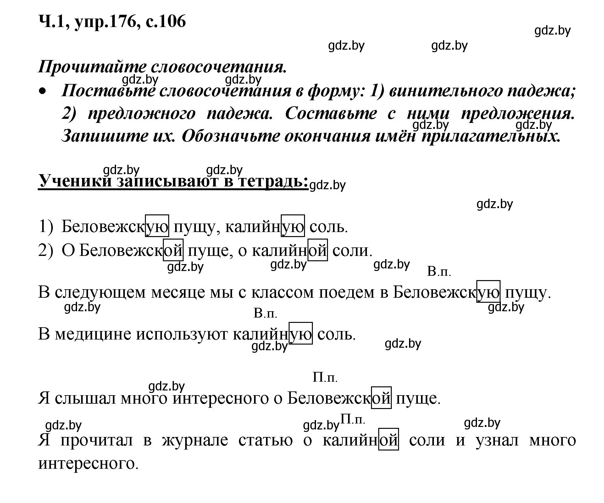 Решение номер 176 (страница 106) гдз по русскому языку 4 класс Антипова, Верниковская, учебник 1 часть