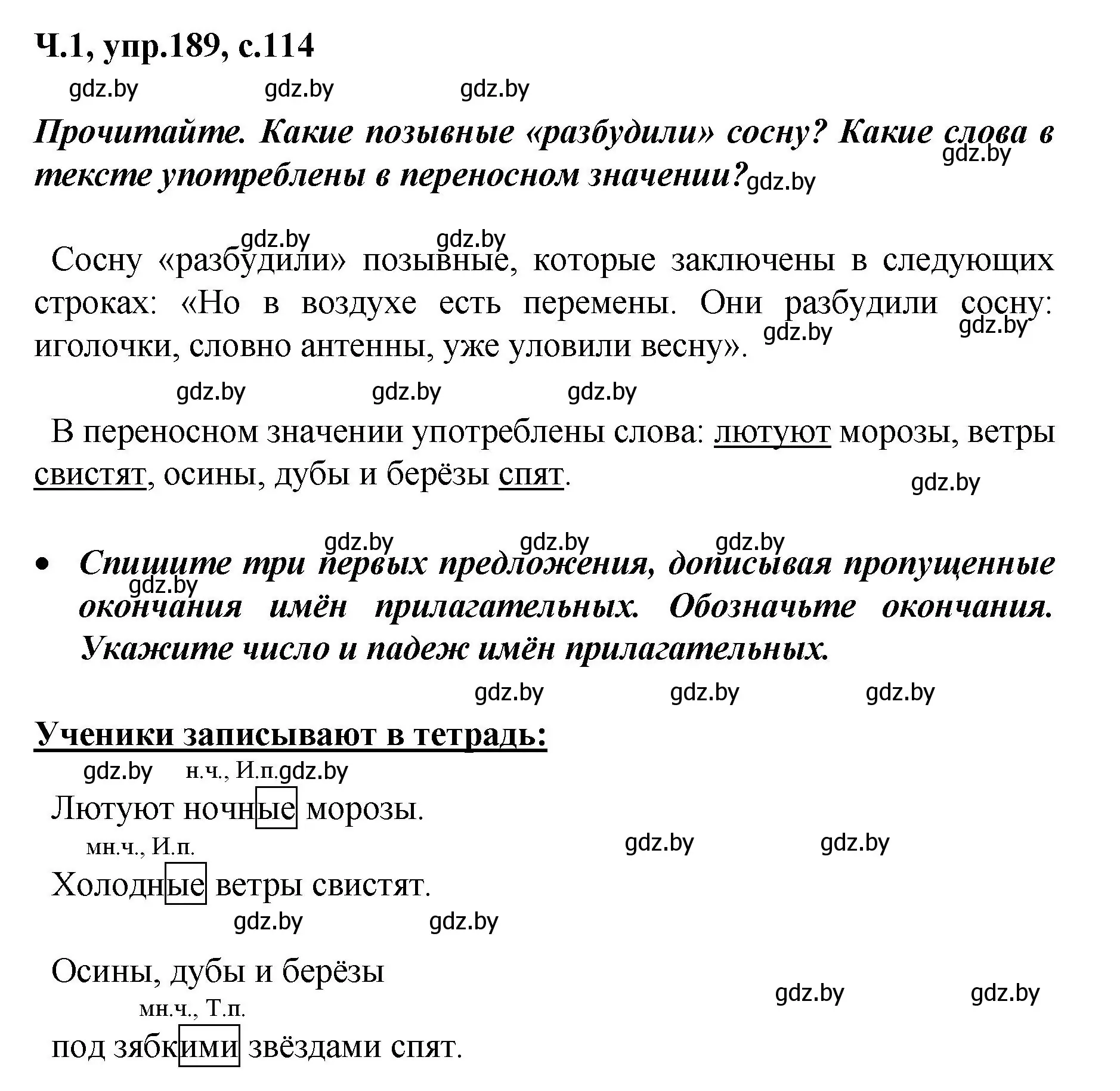 Решение номер 189 (страница 114) гдз по русскому языку 4 класс Антипова, Верниковская, учебник 1 часть