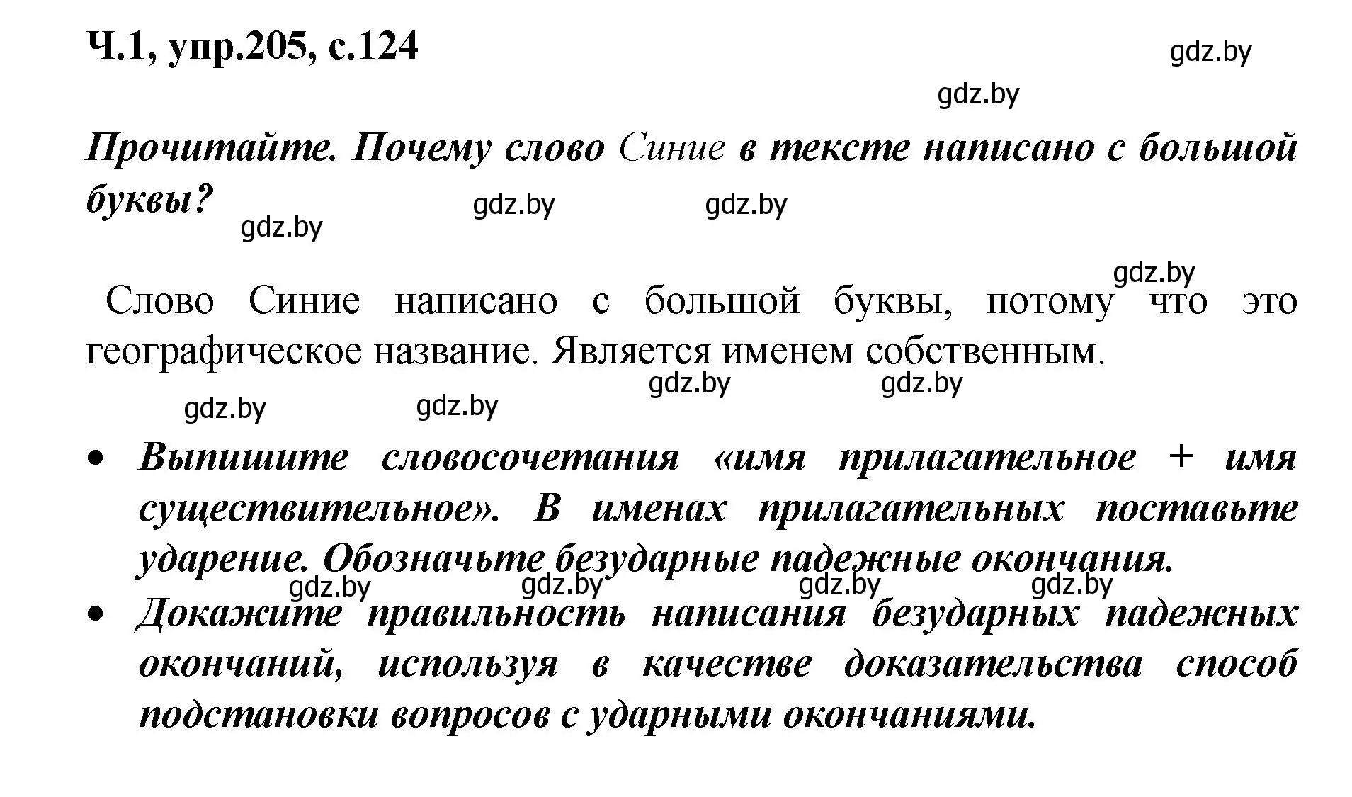 Решение номер 205 (страница 124) гдз по русскому языку 4 класс Антипова, Верниковская, учебник 1 часть