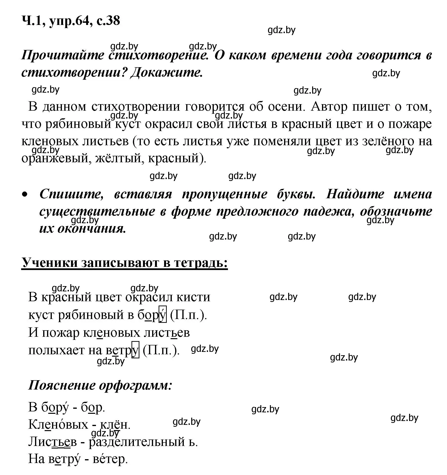 Решение номер 64 (страница 38) гдз по русскому языку 4 класс Антипова, Верниковская, учебник 1 часть