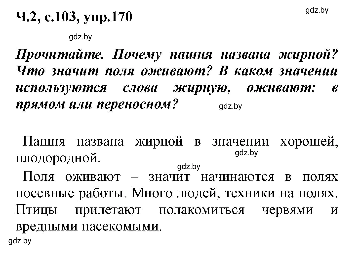 Решение номер 170 (страница 103) гдз по русскому языку 4 класс Антипова, Верниковская, учебник 2 часть