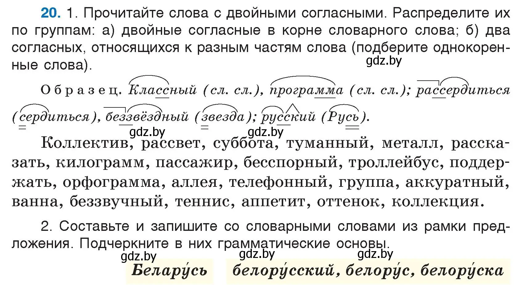 Условие номер 20 (страница 15) гдз по русскому языку 5 класс Мурина, Игнатович, учебник 1 часть