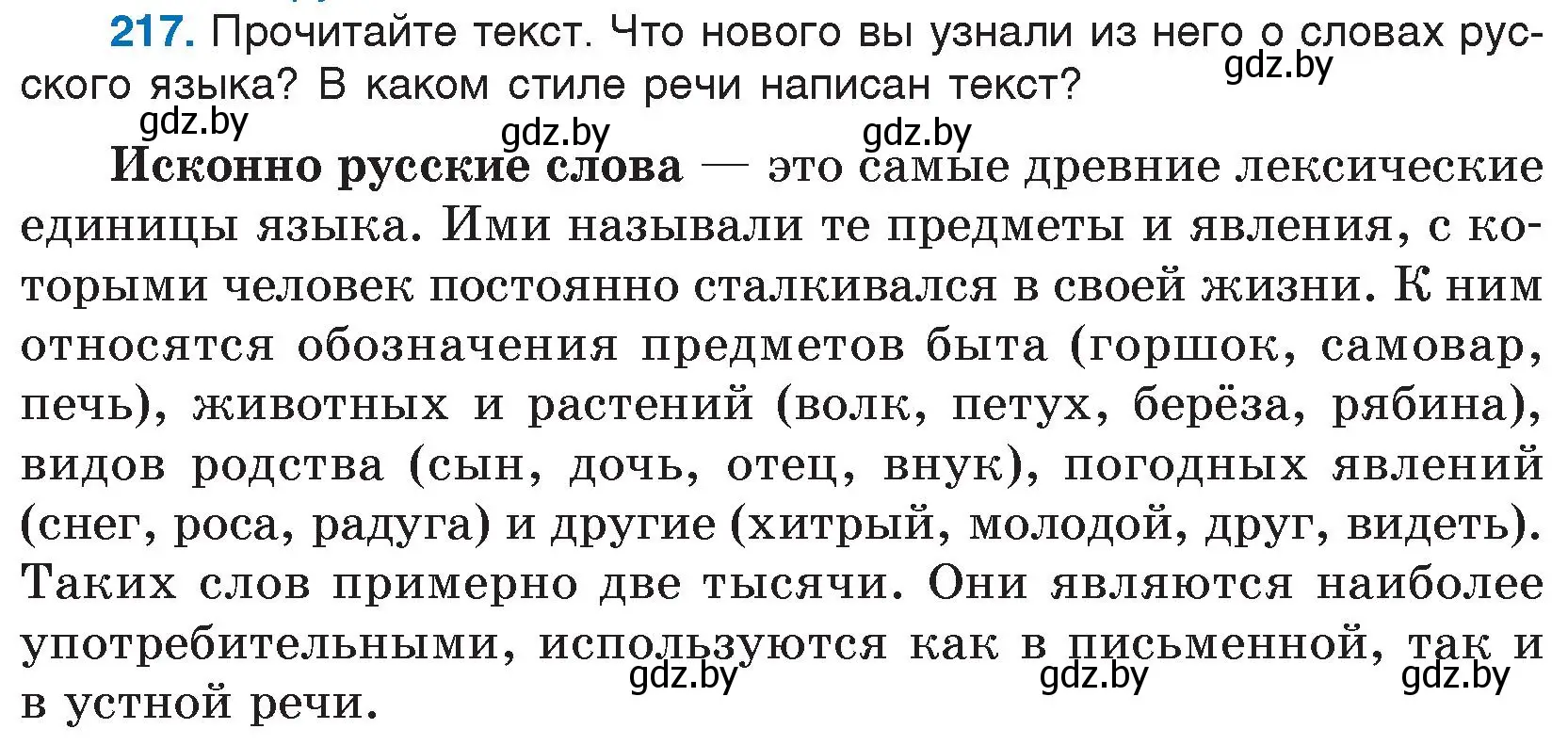 Условие номер 217 (страница 111) гдз по русскому языку 5 класс Мурина, Игнатович, учебник 2 часть