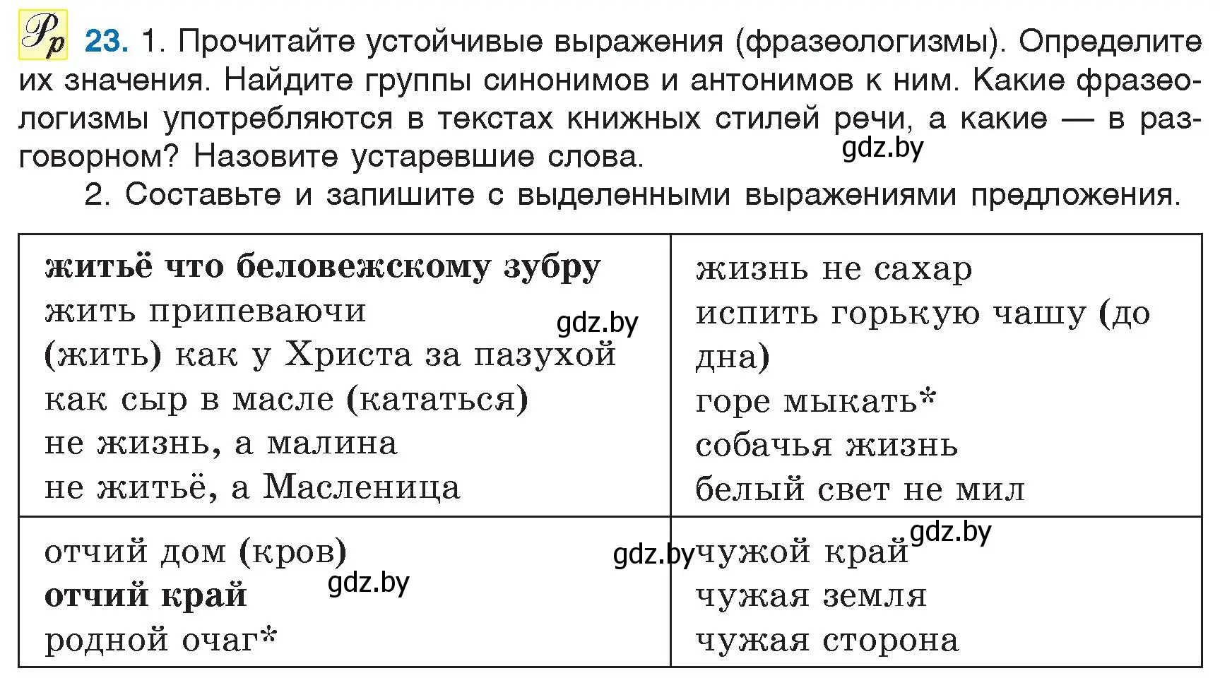 Условие номер 23 (страница 17) гдз по русскому языку 6 класс Мурина, Игнатович, учебник