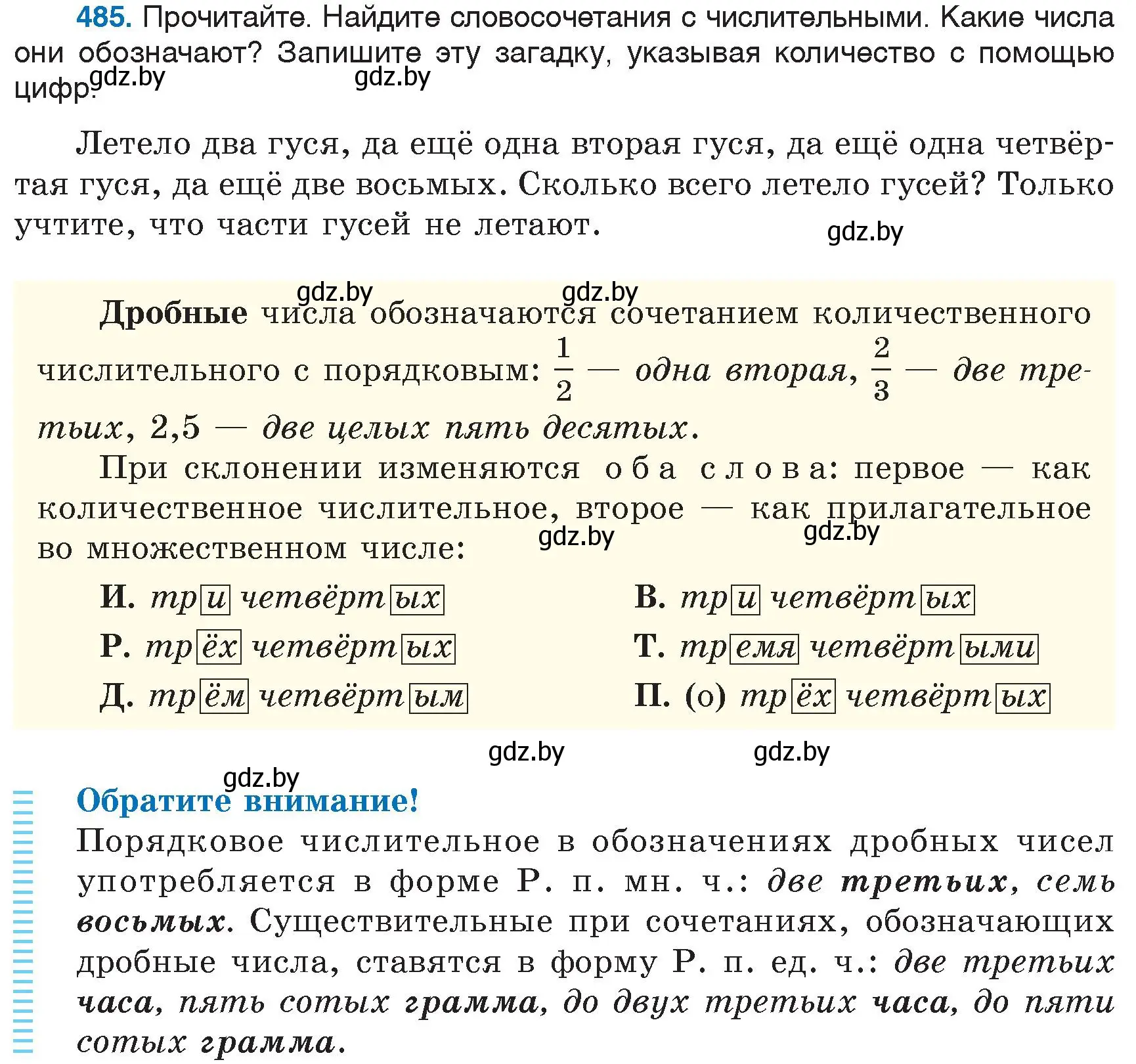 Условие номер 485 (страница 210) гдз по русскому языку 6 класс Мурина, Игнатович, учебник