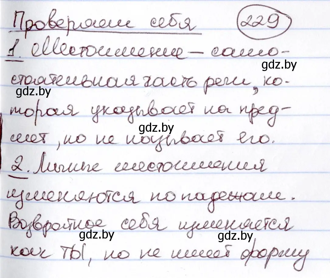 Решение  проверяем себя (страница 229) гдз по русскому языку 6 класс Мурина, Игнатович, учебник