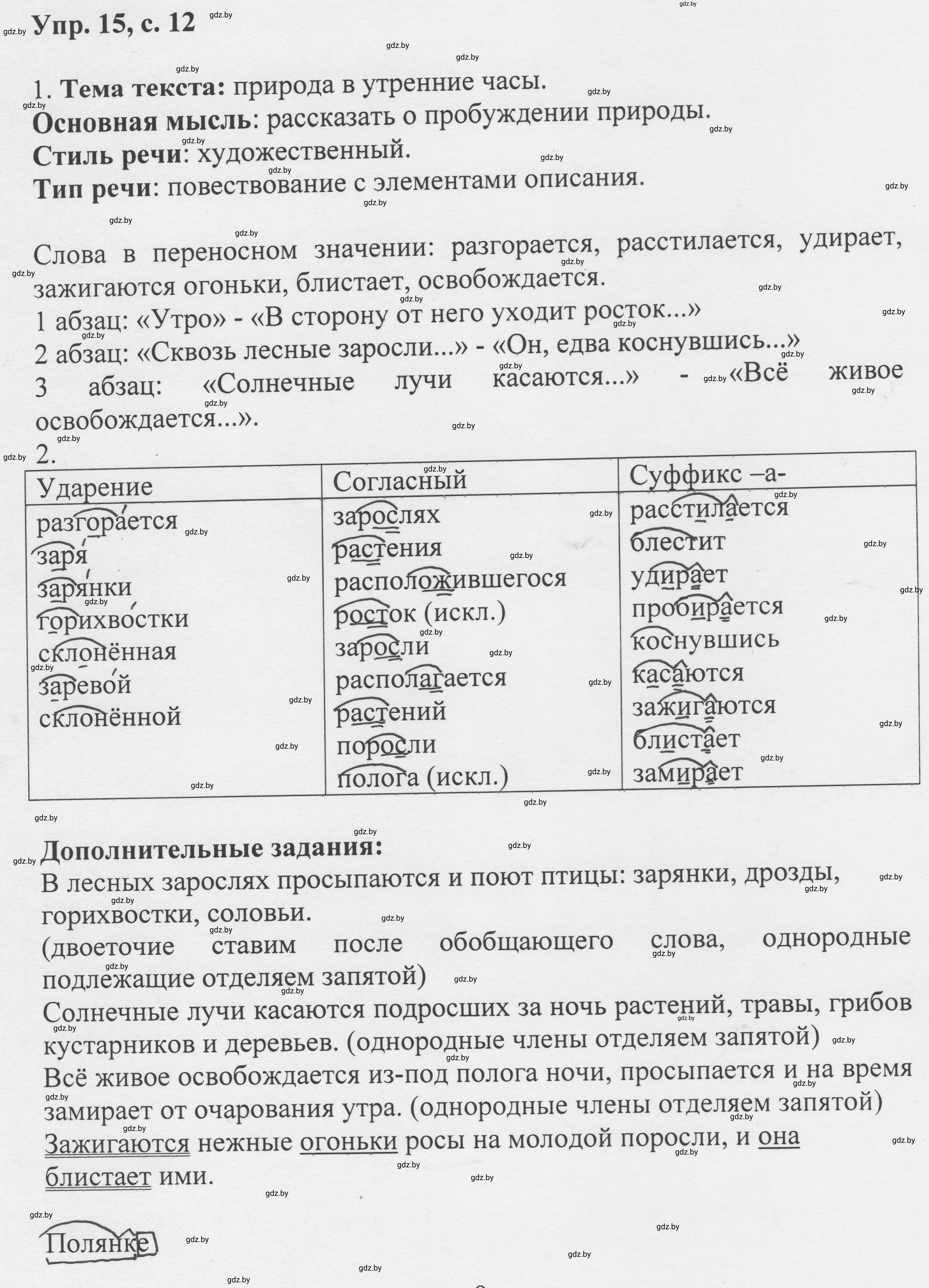 Решение 2. номер 15 (страница 12) гдз по русскому языку 6 класс Мурина, Игнатович, учебник